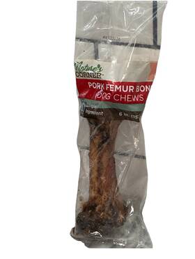 Greenbrier International 620912296157 Natures Corner 100% Pork Femur 6 Inch Bone For Dog Chew 1 Single Ingredient Puppy