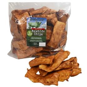Greencow Rawhide 877869009129 Chips Beef Flavor 3-pound Bag - Premium Large Dog Chews Ideal For A