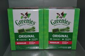 Greenies 042863041196 2 Regular Dental Dog Treats 27 Count Each 25-50 Lbs Exp. 07/26