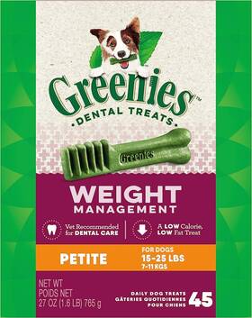 10123897 Greenies Weight Management Petite Size 45 Count 27 Oz Dental Treats For Dogs