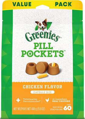 10217090 Greenies Pill Pockets Capsule Size Chicken Flavor Dog Treats Pack Of 60