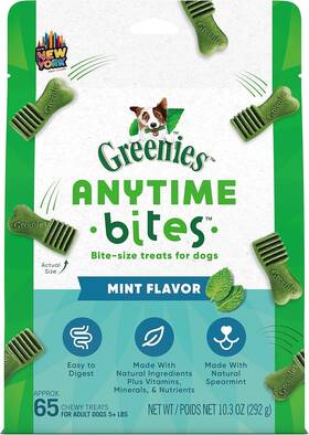10238141 Greenies Anytime Bites Dog Treats Mint Flavor 10.3 Oz. Bag Free Shipping
