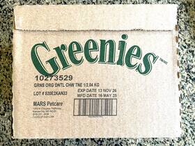 10273529 Greenies Original Teenie Dog Dental Treats Case Four 18 Oz Sealed Bags