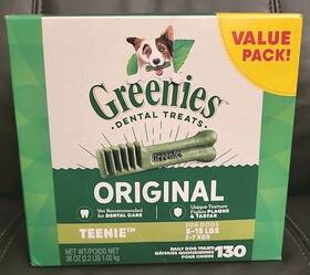 1514521 Greenies Original Teenie Natural Dental Dog Treats Pack Of 130 For 5-15lb Dogs