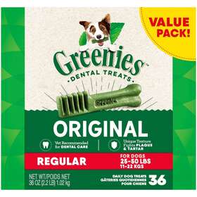1537660 Greenies Original Regular Natural Dog Dental Treats 36 Oz. Count Of