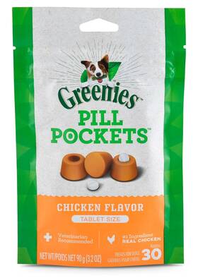 428266 Greenies Pill Pockets Tabs-dogs 30ct Flavor Chicken 2ppd