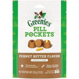 428271 Greenies Pill Pockets Caps 7.9 Oz Dogs 30ct Flavor Peanut Butter