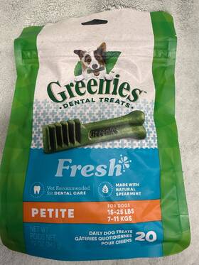 Greenies 628244326184 Petite Fresh Dental Treat Pack 12 Oz By 20 Bb 12/25