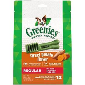 Greenies 642863114212 Regular Natural Dog Dental Treats Sweet Potato Flavor 12 Oz. Pack