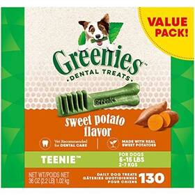 Greenies 642863114458 Teenie Natural Dog Dental Treats Sweet Potato Flavor 36 Oz. Pack 130