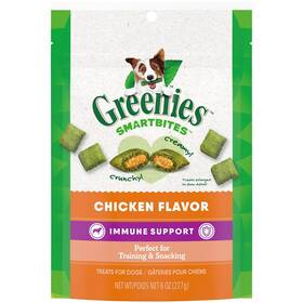Greenies 642863115455 Smartbites Immune Support Crunchy And Soft Dog Treats Chicken Flavor 8 Oz. Pack