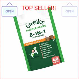 Greenies 642863119095 Dog Supplements 8-in-1 Multi-benefit Chicken Flavor 7.76 Oz. Pouch 40