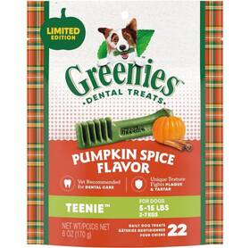 Greenies 642863119828 Pumpkin Spice Dental Chews Dog Treats Fresh Breath Teenie Small 22 Ct