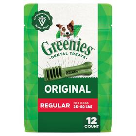 Greenies 799916746477 Adult Natural Dental Dog Treats Regular Size Original Flavor 12 Oz. Pack