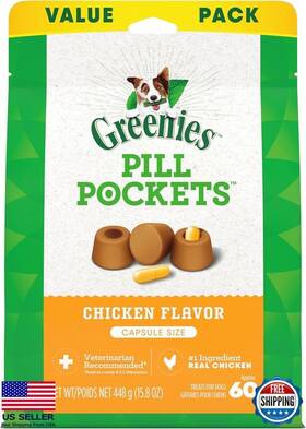 B00hqm0ums Greenies Large Soft Dog Treats Chicken Flavor Pill Pockets 15.8 Oz 60