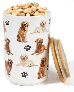 00810073395930 Greenline Goods Premium Dog Treat Ceramic Canister Set Golden Retriever