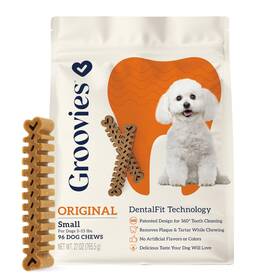 Groovies 850016681287 Flexible Dog Dental Chews With Patented Dentalfit 27 Ounce