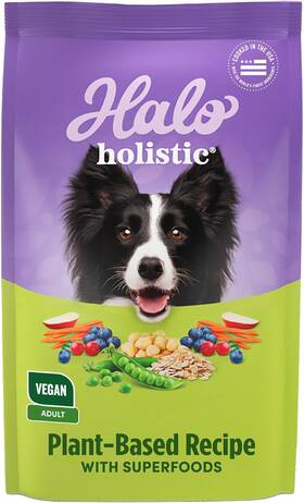 56503 Halo Purely For Pets Holistic Adult Dog Vegan Plant-based Recipe With Superfoods 3.5 Lb Bag