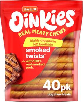 Hartz 032700129507 Oinkies Smoked Twists With Naturally 0.92 Ounce Pack Of 40
