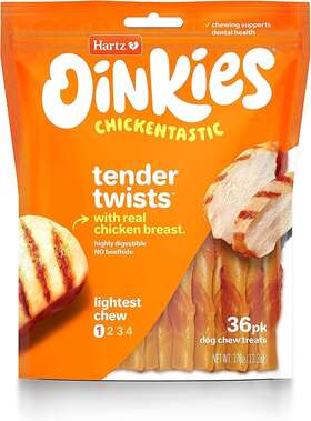 Hartz 032700156831 Oinkies Tender Treats Wrapped Wiith Real Chicken Dog Chews 36 Pack