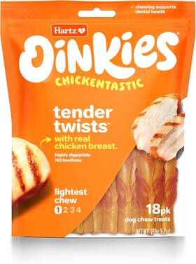 3270015682 Hartz Oinkies Tender Twists With Real Chicken Breast Rawhide-free Dog Treats Hi