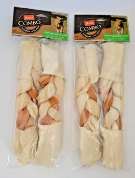 541103 Hartz Combo Rawhide Pig Skin Chew 10 Inch Bones For Large Dogs 2 Sets Happy Pet