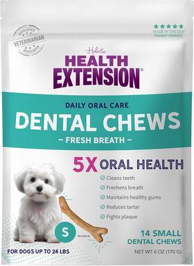 Health Extension 784672108232 Fresh Breath Dental Bones For Dogs Small Pack Of 1 Brown