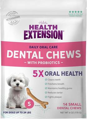 Health Extension 784672108249 Probiotic Dental Bones For 0.43 Ounce Pack Of 14 Brown
