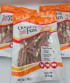 Healthy Hide 091093942872 Lot Of 3 Good Ftnft Fun Double Meat Pops-snack For All Dogs 5.5 Oz Each