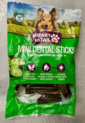 Heart To Tail 061462054952 Mini Dental Sticks Dog Snacks Remove Plaque Fresh Breath 5.2 Oz