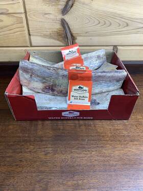 Heartland Farms 611403441279 Box Of 10 Water Buffalo Rib Bone Dog Chew Bones All Natural