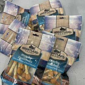 Heartland Farms 840139902055 Munchy Dumbbells Dog Treats Lot Of 6 New Nip 5.5 Ounce Packages