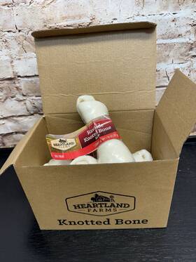 Heartland Farms 840139914713 Beef Rawhide Knotted Dog Treat Box Of 6