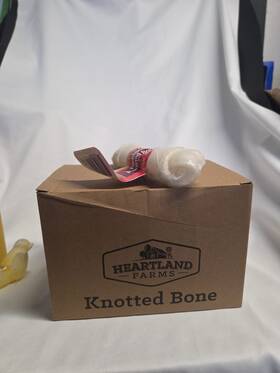 Heartland Farms 841351199902 Rawhide Knotted Bone Beef Dog Treats 1.76 Oz Ea 6 Count