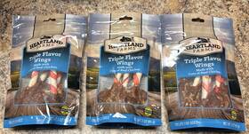 C0296 Heartland Farms Brand New/sealed Lot Of 3 Triple Flavor Wings 3oz Each Bag