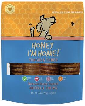 Hih-chw-trachtu-5ct Honey Im Home Iftm Natural Coated Buffalo Trachea 1.94 Ounce Pack Of 5