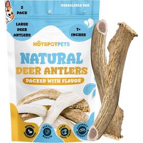 Htst-deer-lrg-2pk-fba Hotspot Pets Premium Deer Antlers For Dogs - 7 Inch 2.95 Ounce Pack Of 2