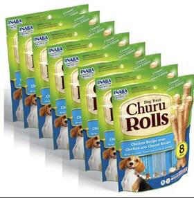 Inaba 850006715671 Churu Dogs Rolls Chicken With Cheese Filled Dog Treats 0.42 Oz Lot Of 8