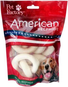 28066  Inc. American Beefhide 3-3.5 Inch Pretzels Dog Chew Treats - Natural Flavor 4 Count/1 Pa