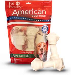 28213  Inc. American Beefhide 6-7 Inch Knotted Bones Dog Chew Treats - Natural Flavor 10 Count/