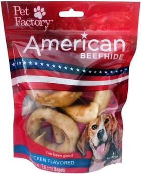 28769  Inc. American Beefhide 3 Inch Bagels Dog Chew Treats - Chicken Flavor 4 Count/1 Pack
