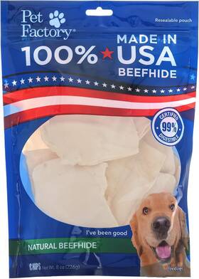 78138  Inc. 100% Made In Usa Beefhide Chips Dog Chew Treats - Natural Flavor 8 Oz