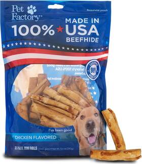 78142  Inc. 100% Made In Usa Beefhide 3-3.5 Inch Mini Rolls Dog Chew Treats - Chicken Flavor 35