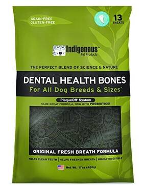 Indigenous Pet Products 040232017247 Dental Health Bones Original Fresh Breath Flavor