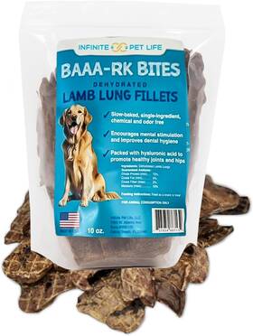 Infinite Pet Supplements 445039670641 Life Baaa-rk Bites Lamb Lung Dog Treats 10oz Made In Usa Dehy