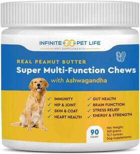 8in1mv Infinite Pet Supplements Super Multi-vitamin Chew With Ashwagandha. Multivitamin For Joint Skin Gut