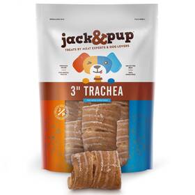 Jack & Pup 810044050950 Jack&pup Trachea Dog Chew - 3-inch Beef Bites For Dogs 16 Oz Natura