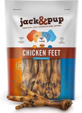 Jack & Pup 810044052411 Jack&pup Dehydrated Chicken Feet For Dogs All Natural Single Ingredient Dog
