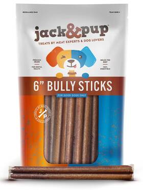 Jack & Pup 810044053319 Jack&pup 6 Inch Bully Sticks For Dogs Premium Odor Free Large