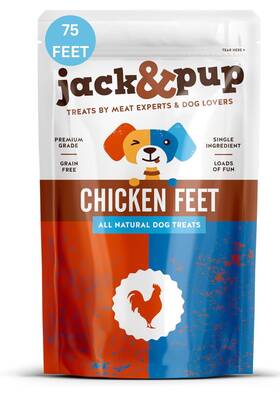 Jack&pup 810044058635 Dried Chicken Feet Dog Treats 100% Natural Fully Digestible Dehydrated Ch